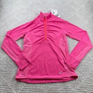 Adidas Pullover Women's M NWT Ult Half Zip Neon Pink Climalite Athletic Gym